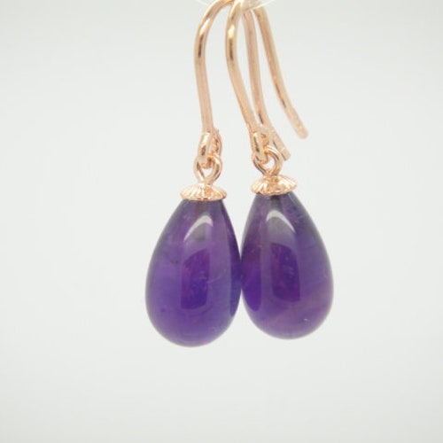 Amethyst violet... outlet delicate, noble unique earrings 925 silver rose gold plated