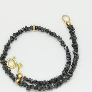 Rough diamonds..... delicate diamond bracelet gold anthracite/black & 14k gold clasp image 7