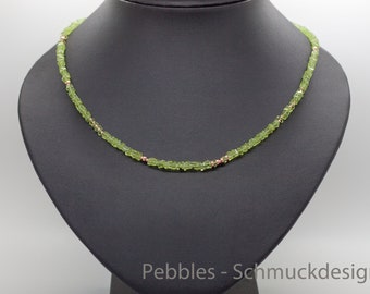 Peridot... Noble Necklace 925 Silver Rosè gold plated
