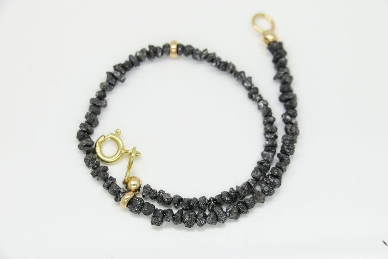 Rough diamonds..... delicate diamond bracelet gold anthracite/black & 14k gold clasp image 6