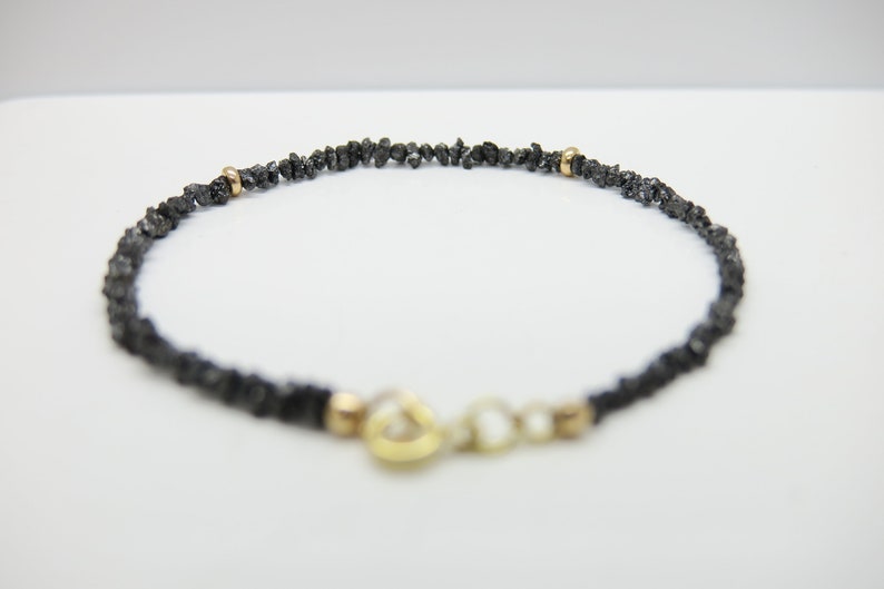 Rough diamonds..... delicate diamond bracelet gold anthracite/black & 14k gold clasp image 2