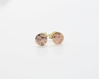 Earrings gold structure dot 6mm shiny stud earrings 333er rose gold