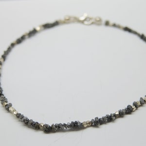 Rohdiamanten, edles Armband mit funkelnden, kleinen grauen Diamanten & 925 Silber Bild 3