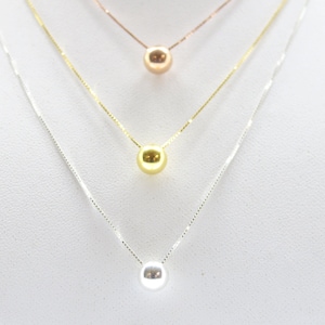 Short chain 925 silver, 18k gold plated or silver rose gold plated with shiny ball pendant