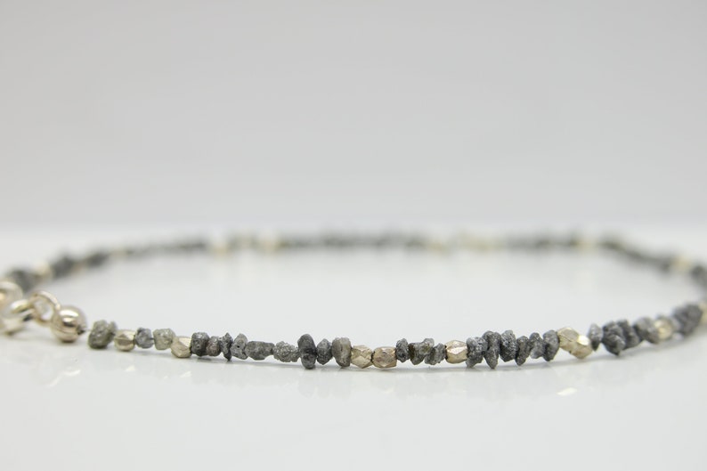 Rough diamonds, noble bracelet with sparkling, small grey diamonds & 925 silver image 5