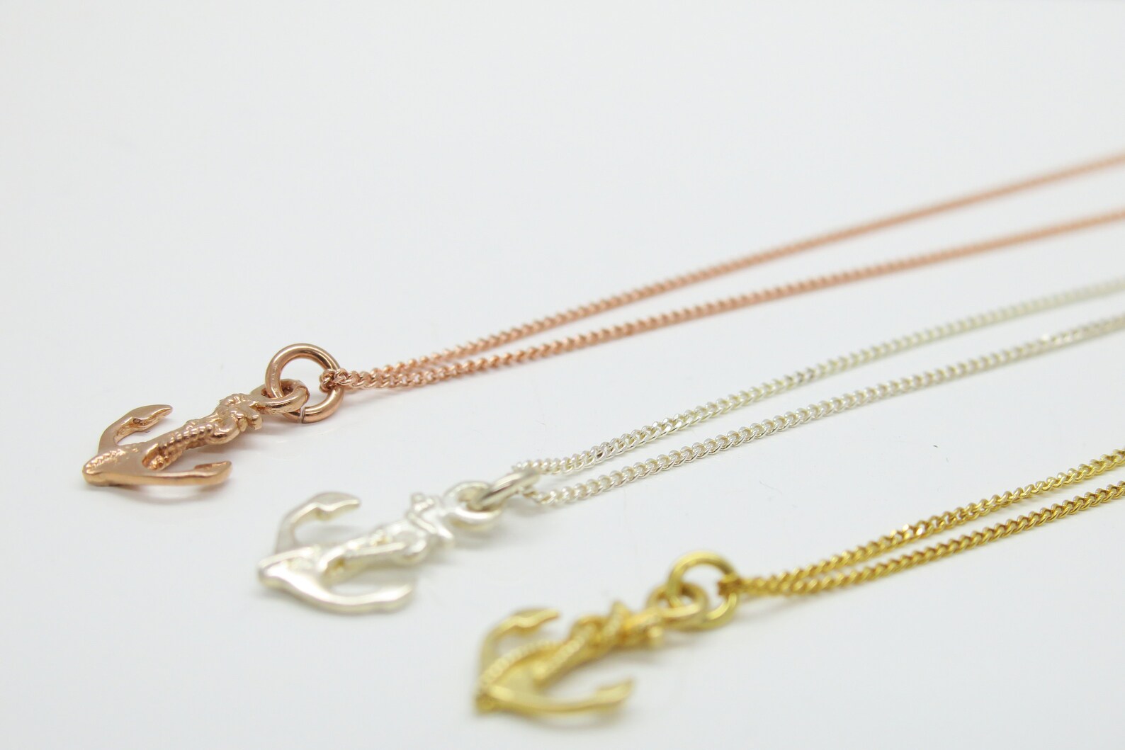 Short silver chain Tiny Anchor delicate necklace 925 silver | Etsy