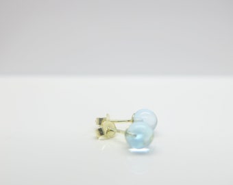 Silver stud earrings with blue top ball, classy stud earrings 925 silver blue topas