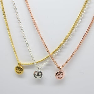 Halskette Smiley: zarte Kette 925 Silber gold rosegold Smiley Anhänger Bild 2