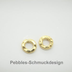 Pebbles-Donuts Goldener Ohrstecker gehämmerte Struktur 925 Silber vergoldet Bild 1