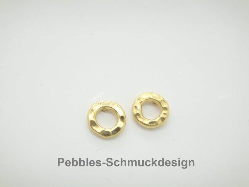 Pebbles-Donuts Goldener Ohrstecker gehämmerte Struktur 925 Silber vergoldet Bild 1
