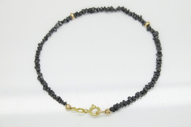 Rough diamonds..... delicate diamond bracelet gold anthracite/black & 14k gold clasp image 3