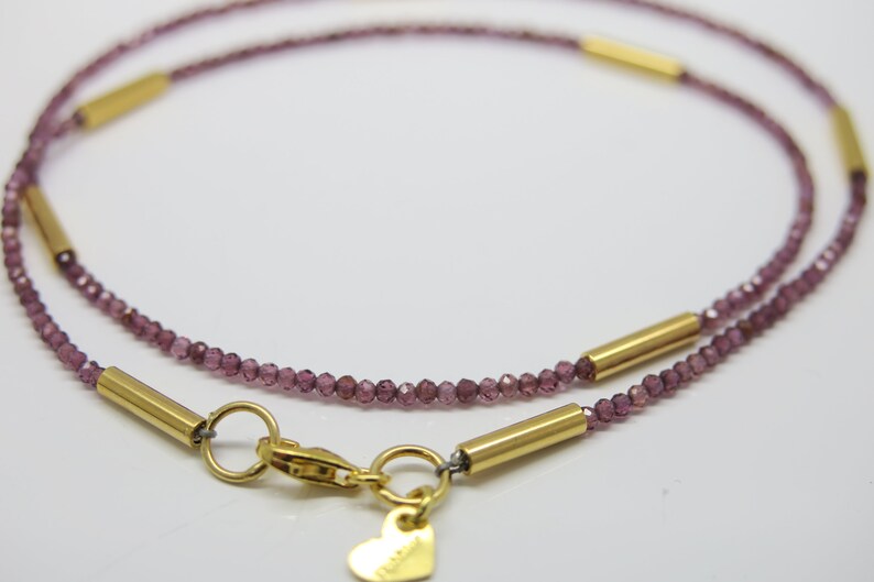 Sweet tiny...delicate garnet necklace 925 gold plated image 3