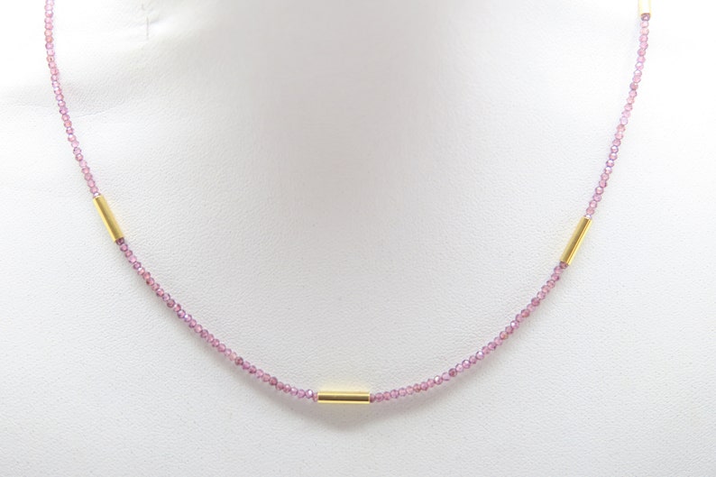 Sweet tiny...delicate garnet necklace 925 gold plated image 1