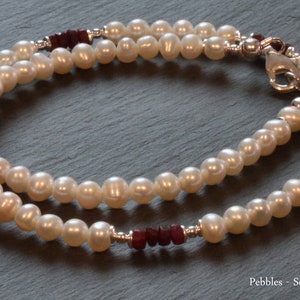 Perlenkette..edel & zart mit Rubinen 925 Silber Bild 2