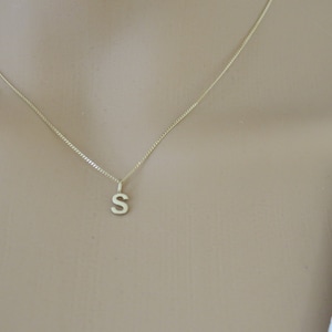 May include: A gold chain necklace with a small letter 'S' pendant.