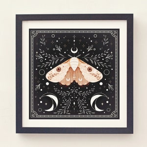 DARK Whimsical Printable Wall Decor| Beige Moth Butterfly DIGITAL Instant Download| CELESTIAL Prints Art | Aesthetic Neutral Home Decoration