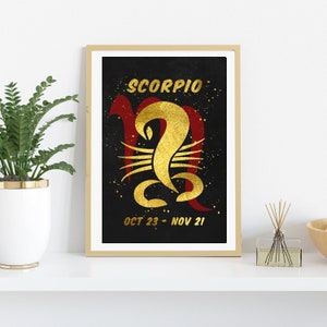 Scorpio Printable Art, Scorpio Zodiac Sign, Astrology Sign Print, Scorpio Gift, Star Sign Wall Art, Star Sign, Scorpio Star Sign, Horoscope
