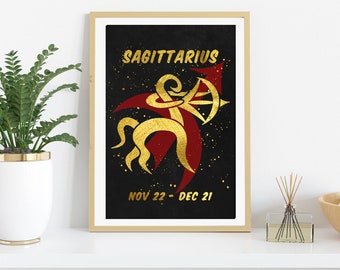 Sagittarius Printable Art, Sagittarius Zodiac Sign, Astrology Sign Print, Sagittarius Gift, Star Sign Wall Art, Star Sign, Sagittarius Star