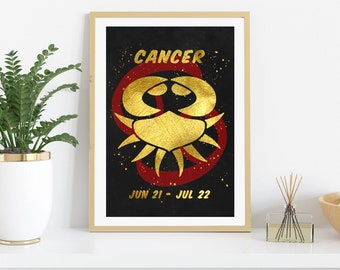 Cancer Printable Art, Cancer Zodiac Sign, Astrology Sign Print, Cancer Gift, Star Sign Wall Art, Star Sign, Cancer Star Sign, Horoscope