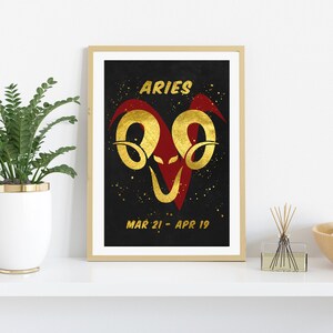 Aries Printable Art, Aries Zodiac Sign Print, Astrology Sign Print, Aries Gift, Star Sign Wall Art, Aries Gift, Star Sign, Aries Star Sign
