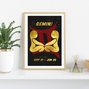 Gemini Printable Art, Gemini Zodiac Sign, Astrology Sign Print, Gemini Gift, Star Sign Wall Art, Star Sign, Gemini Star Sign, Horoscope
