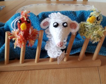 Sheep and birds finger puppets