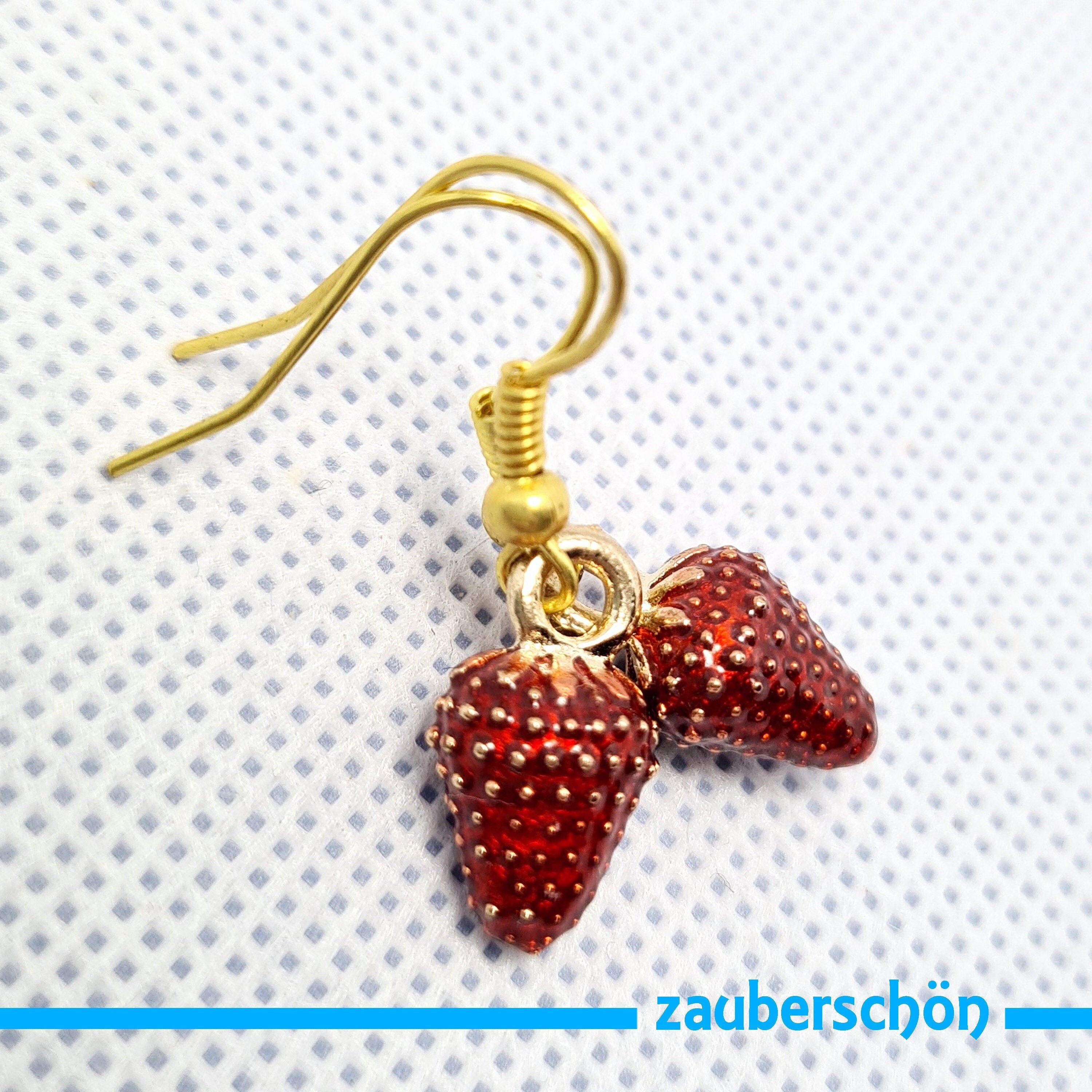 Ohrstecker Mit Erdbeeren Rot Grün 925 Silber