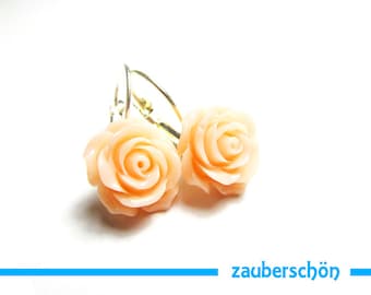 zauberschöne Rosen Ohrringe in apricot