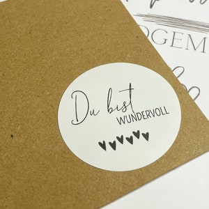 Du bist wundervoll - Etiketten Handmade with Love für Geschenke/Briefumschläge/ sticker personalisiert Aufkleber rund Papeterie 45/46