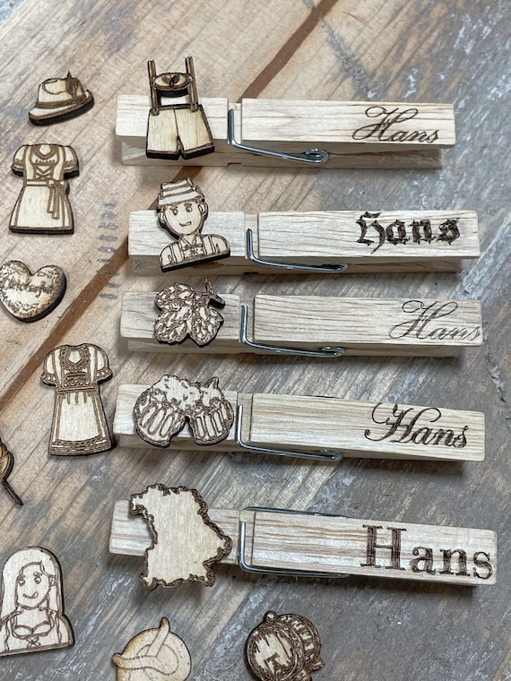 Oktoberfest Wäscheklammer - Personalisierte Klammer mit individueller Gravur bayerischen Motiv  Oktoberfest Wies'n Kirchweih Glubberl