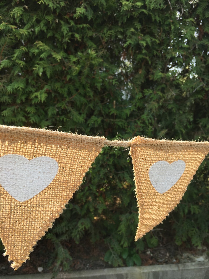 Jute Girlande Herz Herz Hochzeit Juteband Banner Wimpelkette Dekoration Bild 4