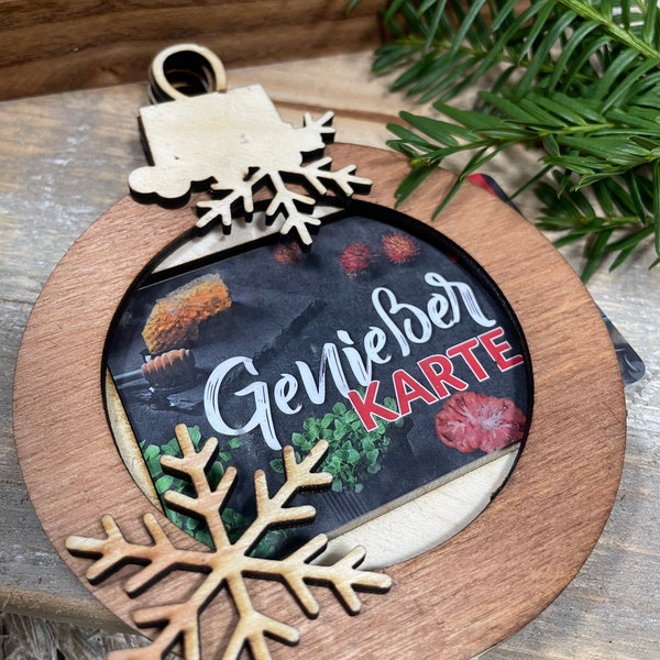 Holz Christbaumkugel Geschenkkarte Geschenkkartenhalter Weihnachten Geschenkidee