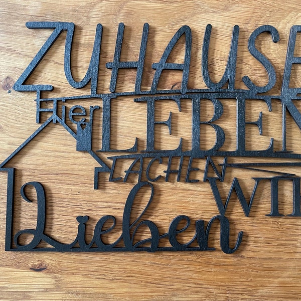 Holzschild Spruch "zuhause leben lachen lieben wir “ Wohnungsdekoration Dekoration Eingangsbereich Wanddeko willkommensschild Einrichtung