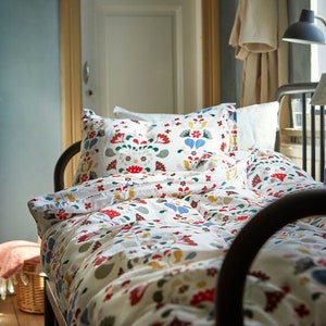 straal Interpreteren Antibiotica IKEA Sparvvicker Wit/Veelkleurig Dekbedovertrek Bed Set King - Etsy  Nederland
