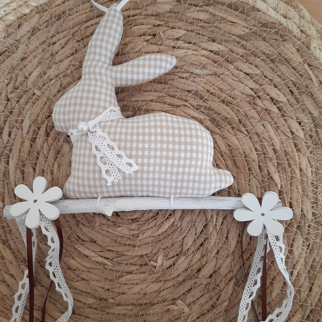 Cute Rabbit Made of Fabric on a Branch Decoration in Spring - Etsy