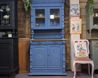 Antiek Brocante Buffetkast, Blauw. ZIE OMSCHRIJVING!