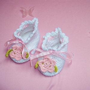 Baby shoes crochet shoes white christening