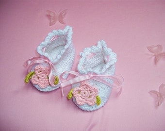 Chaussures bébé chaussures au crochet blanc baptême