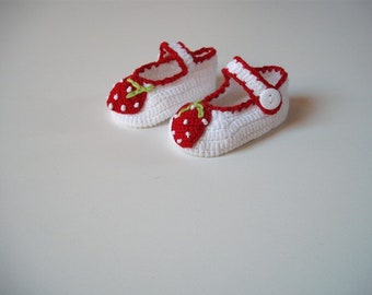 Babyschuhe Häkelschuhe Erdbeere