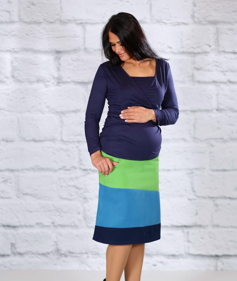 Maternity Skirt Wbl Turquoisegreen Maternity Fashion Etsy