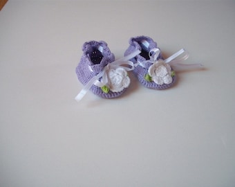Babyschuhe Häkelschuhe Gr. 17 / 18   violett lila