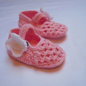 Babyschuhe Häkelschuhe Blume rosa Bild 2