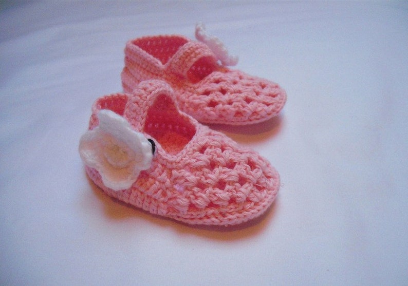 Babyschuhe Häkelschuhe Blume rosa Bild 2