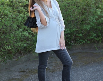 Maternity blouse size 38/40 Tunic chiffon yg grey maternity wear