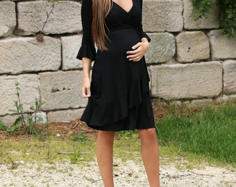 Maternity dress nursing dress size 42 ys black maternity dress