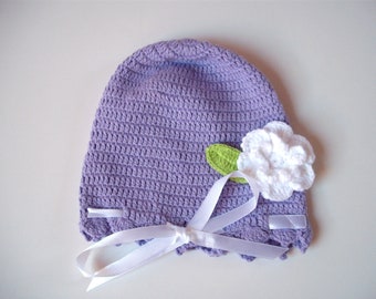 Bonnet bébé taille bonnet au crochet. 56 / 62 violet violet