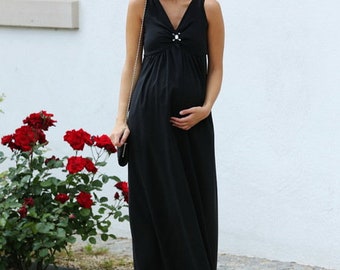 Maxi-Umstandskleid Abendkleid Chiffon schwarz