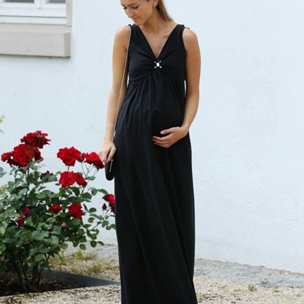 Maxi-Umstandskleid Abendkleid Chiffon schwarz