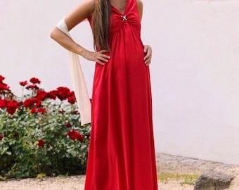 Maxi Maternity Dress Evening Dress Chiffon red