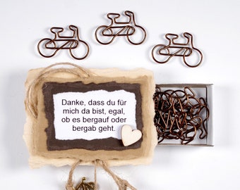 Boîte d'allumettes, trombones de vélo, cadeau pour amis, bureau, pinces à notes, clips, signets, anniversaire hommes, cadeau de Pâques, femmes